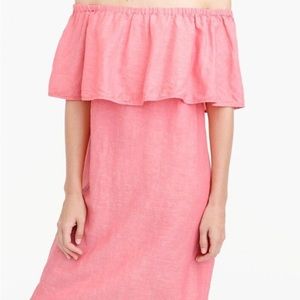 J Crew Off the Shoulder Linen Dress